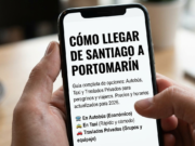 Cómo llegar de Santiago a Portomarín (Bus, Taxi y Traslados) 2026 "Un móvil mostrando la pregunta de cómo llegar de Santiago a Portomarín en 2026".